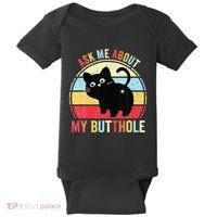 Ask Me About My Butthole Funny Cat Butt Baby Bodysuit thumb 0