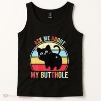 Ask Me About My Butthole Funny Cat Butt Tank Top thumb 2