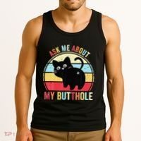 Ask Me About My Butthole Funny Cat Butt Tank Top thumb 3