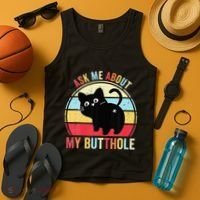 Ask Me About My Butthole Funny Cat Butt Tank Top thumb 4