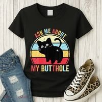 Ask Me About My Butthole Funny Cat Butt Women's T-Shirt thumb 3