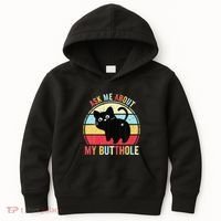 Ask Me About My Butthole Funny Cat Butt Kids Hoodie thumb 0