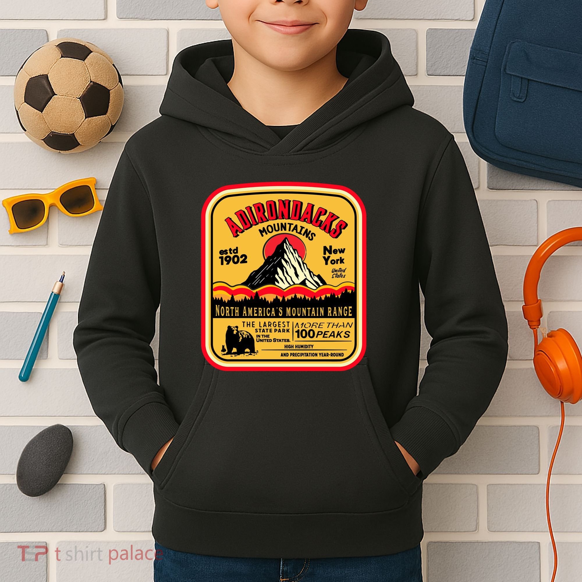 Adirondack Mountains (Adk) Aged Look Kids Hoodie