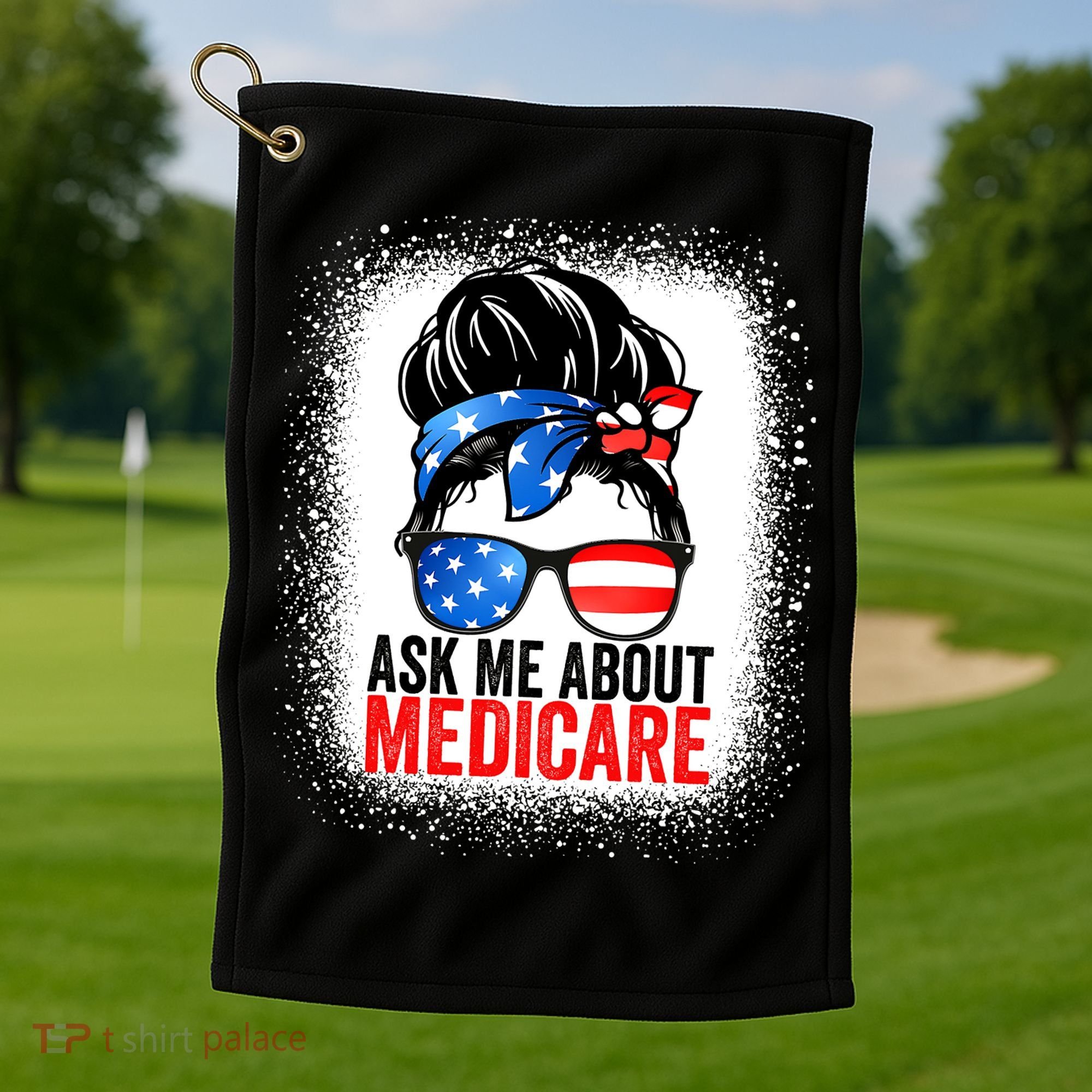 Ask Me About Medicare Insurance Agent Broker Sales Marketing Golf Towel