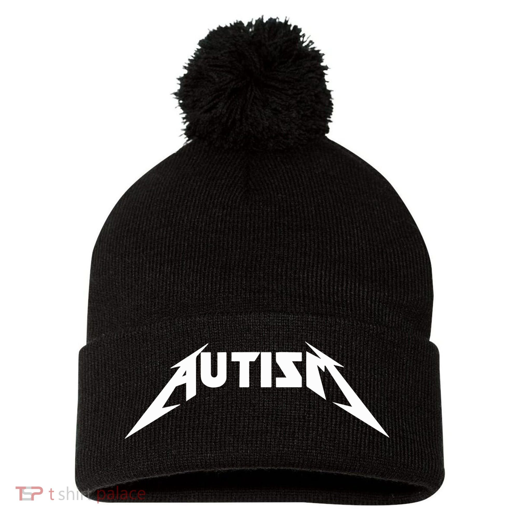 Autism Meme Pom Pom 12in Knit Beanie