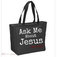 Ask Me About Jesus Tote Bag thumb 2
