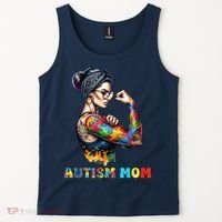 Autism Mom Autism Awareness Strong And Proud Autistic Tank Top thumb 2