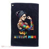 Autism Mom Autism Awareness Strong And Proud Autistic Golf Towel thumb 0
