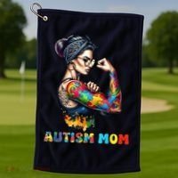 Autism Mom Autism Awareness Strong And Proud Autistic Golf Towel thumb 1