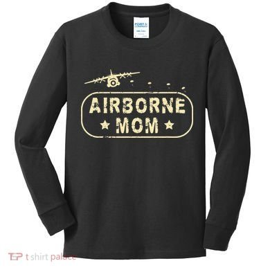 Airborne Mom Kids Long Sleeve Shirt