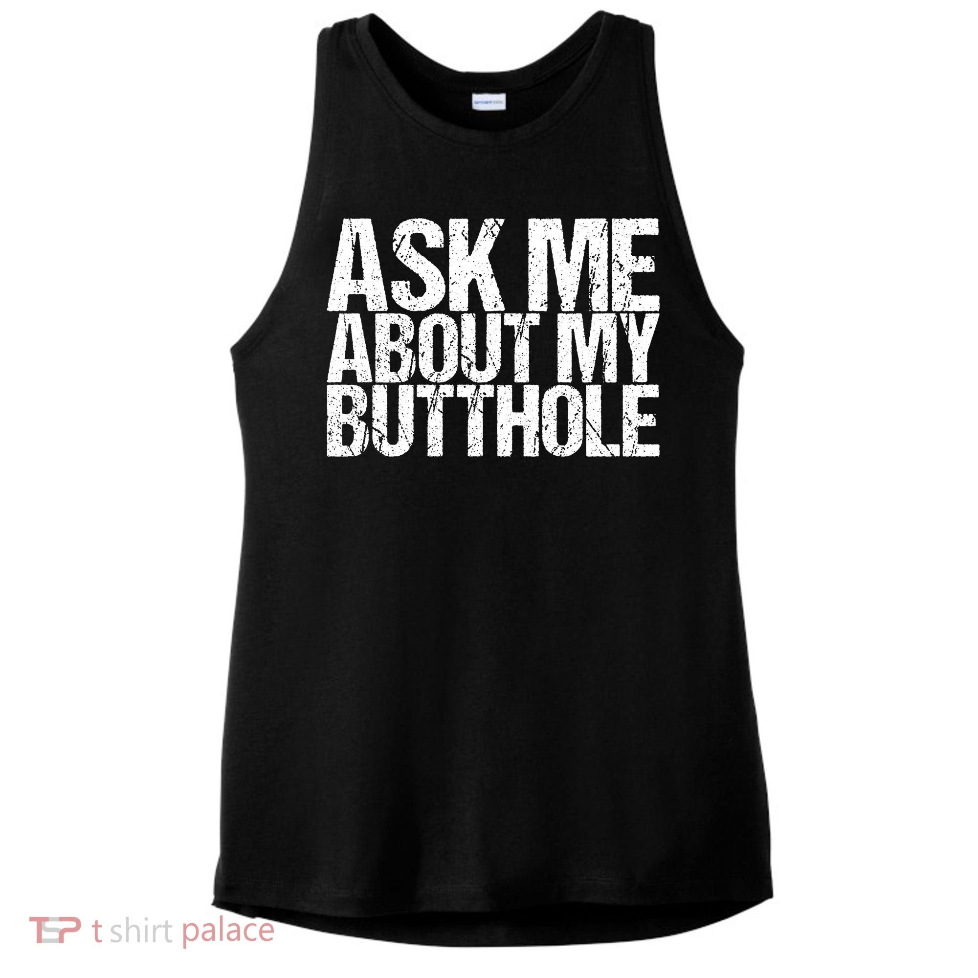 Ask Me About My Butthole Retro Funny Ladies PosiCharge Tri-Blend Wicking Tank