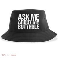 Ask Me About My Butthole Retro Funny Sustainable Bucket Hat thumb 0