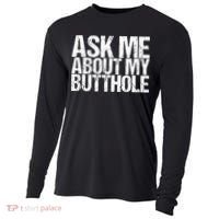 Ask Me About My Butthole Retro Funny Cooling Performance Long Sleeve Crew thumb 0