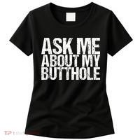 Ask Me About My Butthole Retro Funny Women's T-Shirt thumb 0