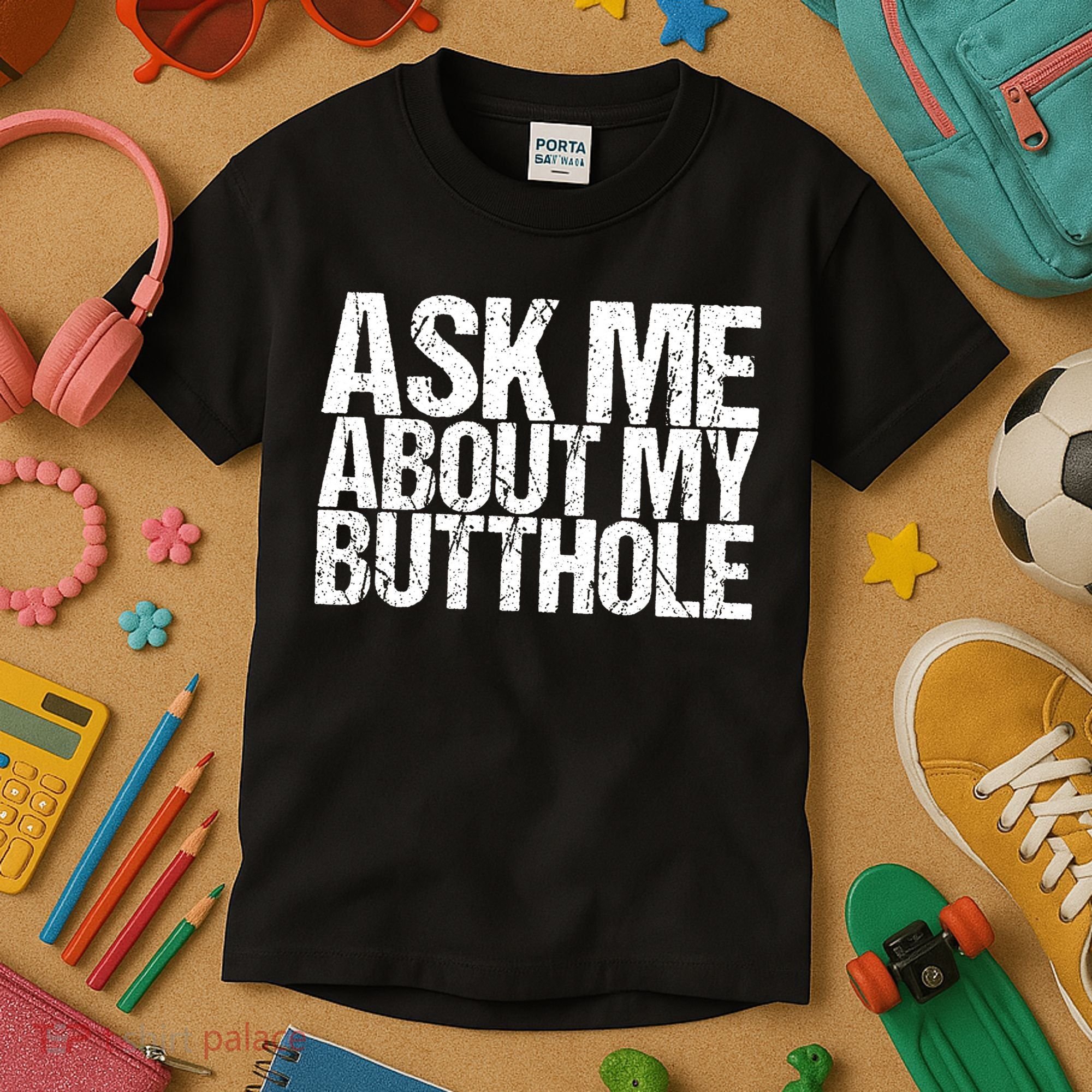 Ask Me About My Butthole Retro Funny Kids T-Shirt