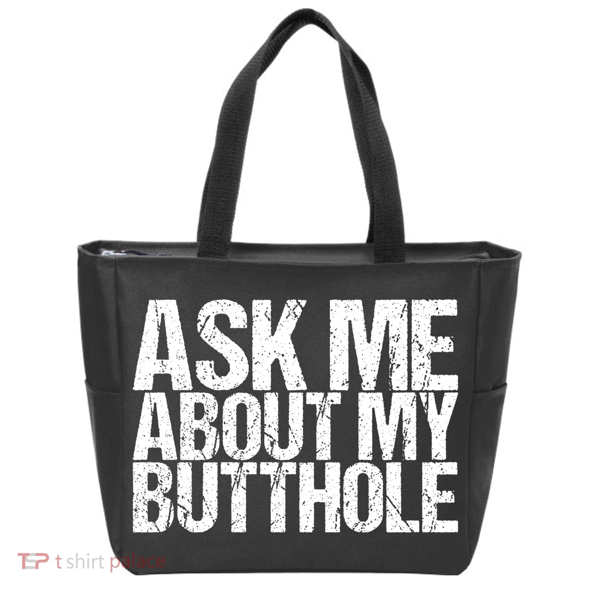 Ask Me About My Butthole Retro Funny Tote Bag