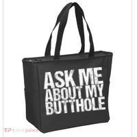 Ask Me About My Butthole Retro Funny Tote Bag thumb 2