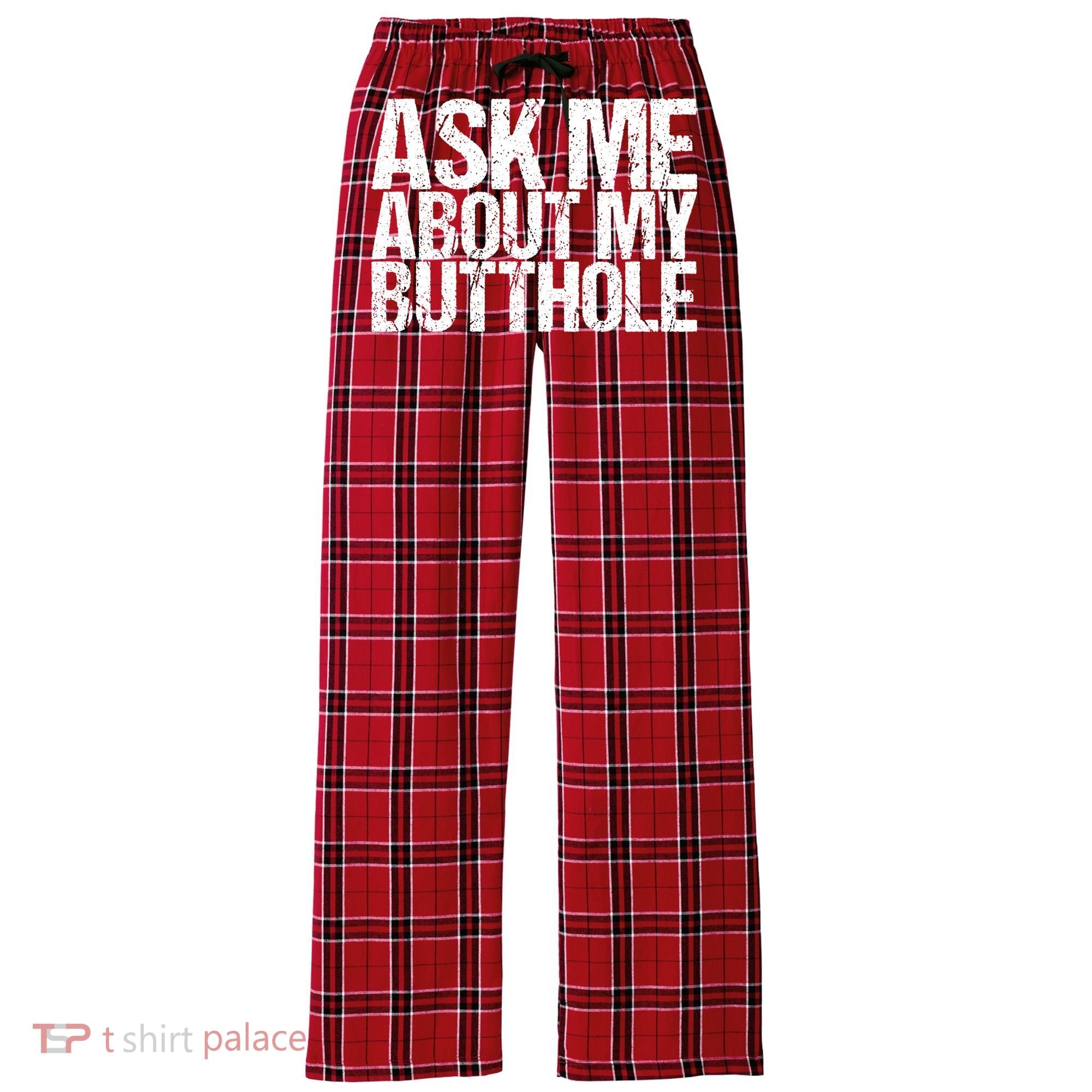 Ask Me About My Butthole Retro Funny Women's Flannel Plaid Pajama Pants