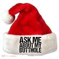 Ask Me About My Butthole Retro Funny Santa Hat thumb 0