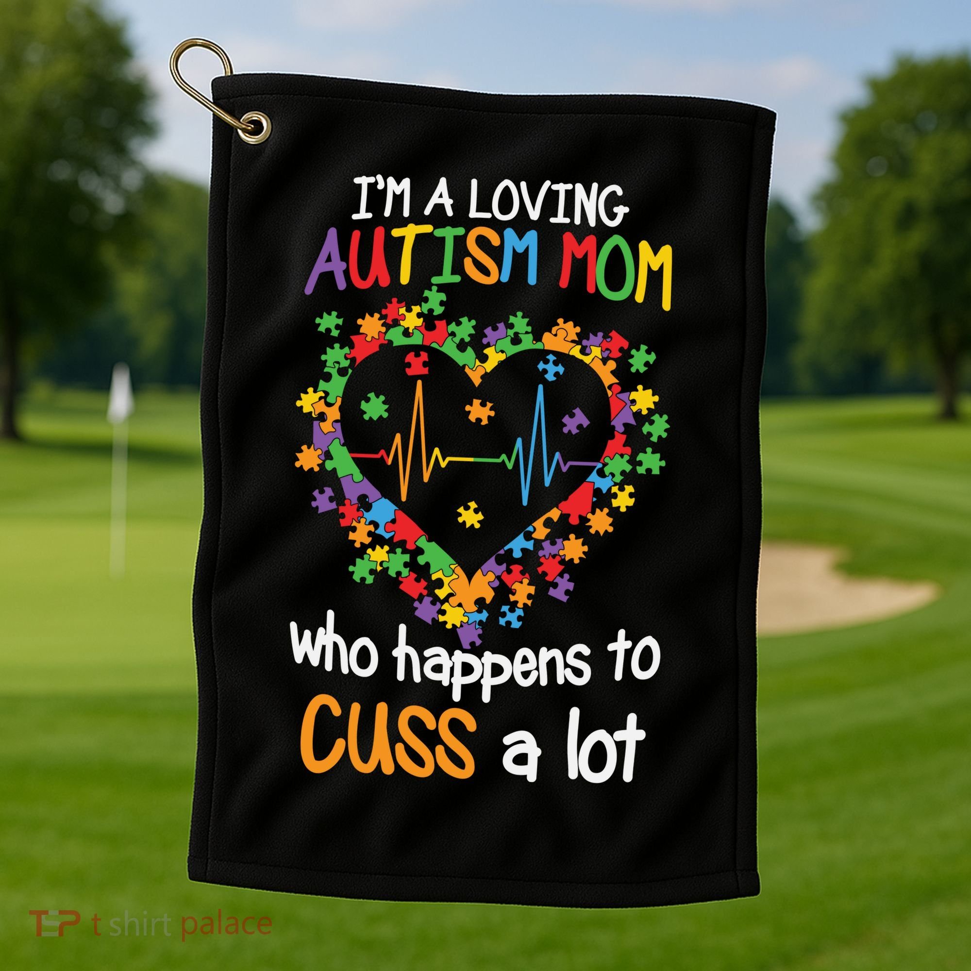 Autism Mom Autism Heart, Autism Puzzle Golf Towel
