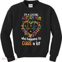 Autism Mom Autism Heart, Autism Puzzle Kids Sweatshirt thumb 0