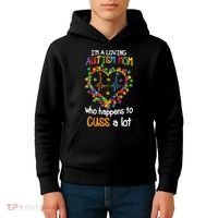 Autism Mom Autism Heart, Autism Puzzle Kids Hoodie thumb 4