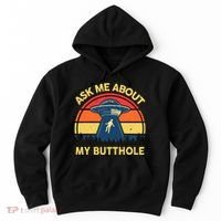 Ask Me About My Butthole Cute Alien Costume Adults Ufo Hoodie thumb 0