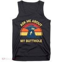 Ask Me About My Butthole Cute Alien Costume Adults Ufo Tank Top thumb 0
