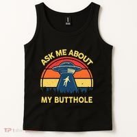 Ask Me About My Butthole Cute Alien Costume Adults Ufo Tank Top thumb 2