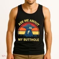 Ask Me About My Butthole Cute Alien Costume Adults Ufo Tank Top thumb 3