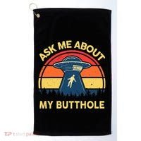 Ask Me About My Butthole Cute Alien Costume Adults Ufo Golf Towel thumb 0