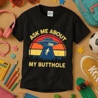 Ask Me About My Butthole Cute Alien Costume Adults Ufo Kids T-Shirt thumb 3