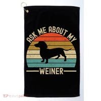 Ask Me About My Weiner Dachshund Dad Golf Towel thumb 0