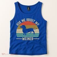 Ask Me About My Weiner Dachshund Dad Tank Top thumb 2