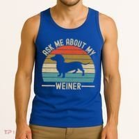 Ask Me About My Weiner Dachshund Dad Tank Top thumb 3