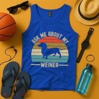 Ask Me About My Weiner Dachshund Dad Tank Top thumb 4