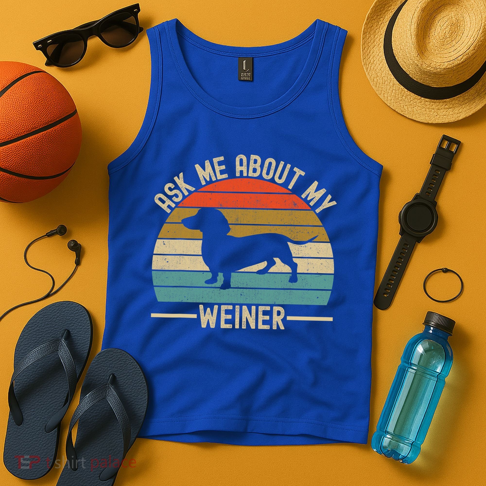 Ask Me About My Weiner Dachshund Dad Tank Top