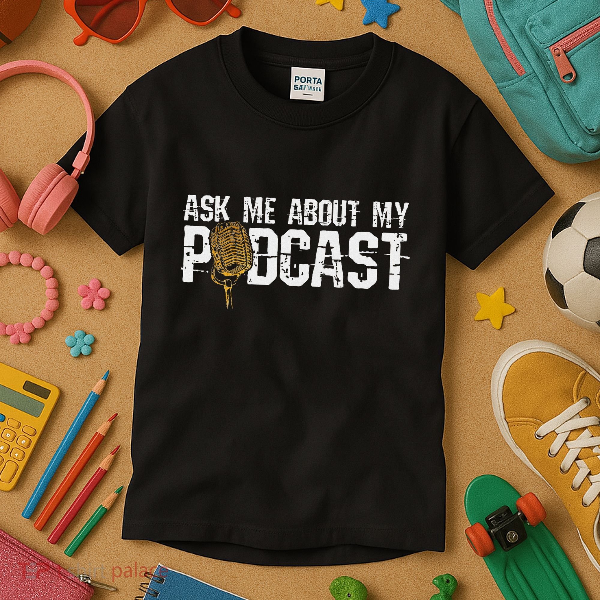 Ask Me About My Podcast Broadcaster Podcaster Host Kids T-Shirt