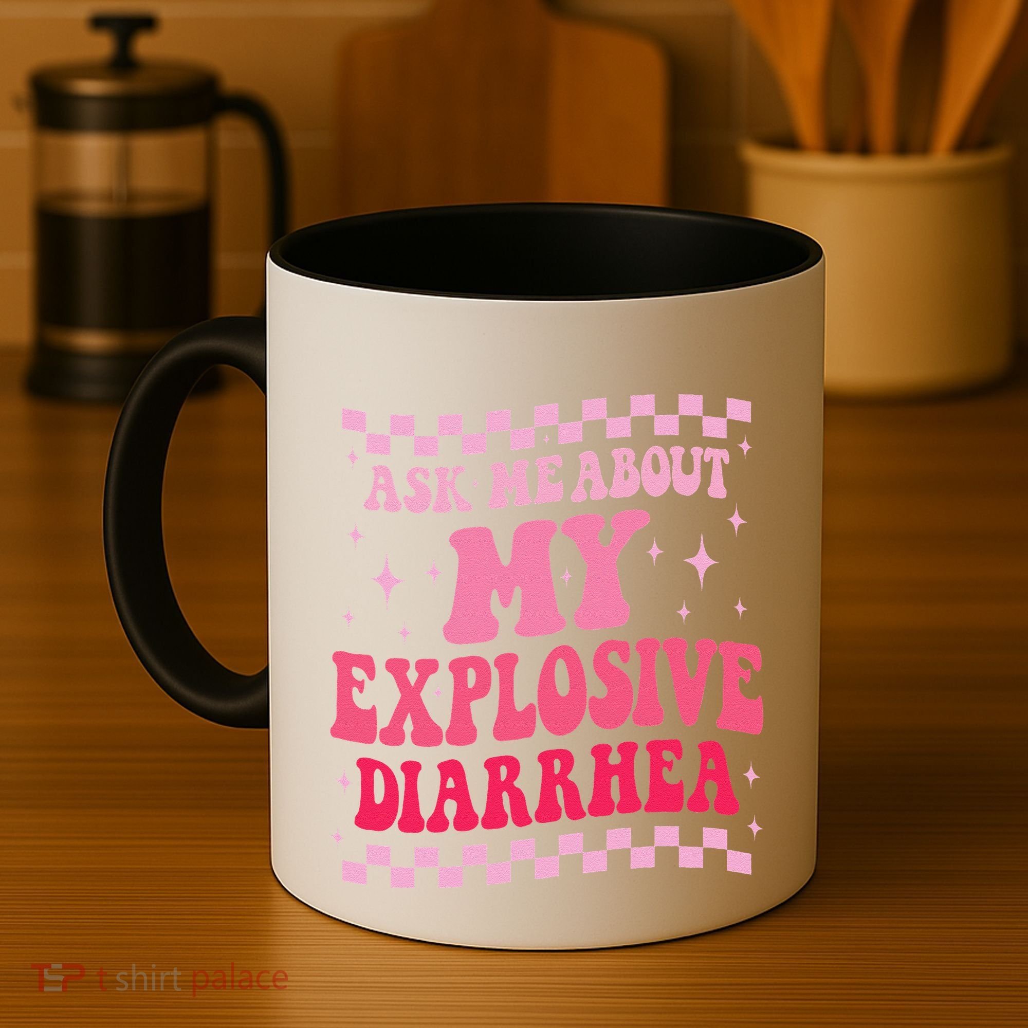 Ask Me About My Explosive Diarrhea Funny Poop Meme Groovy Coffee Mug