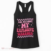 Ask Me About My Explosive Diarrhea Funny Poop Meme Groovy Women's Tank Top thumb 0