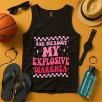 Ask Me About My Explosive Diarrhea Funny Poop Meme Groovy Tank Top thumb 4