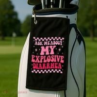 Ask Me About My Explosive Diarrhea Funny Poop Meme Groovy Golf Towel thumb 2