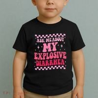 Ask Me About My Explosive Diarrhea Funny Poop Meme Groovy Toddler T-Shirt thumb 2