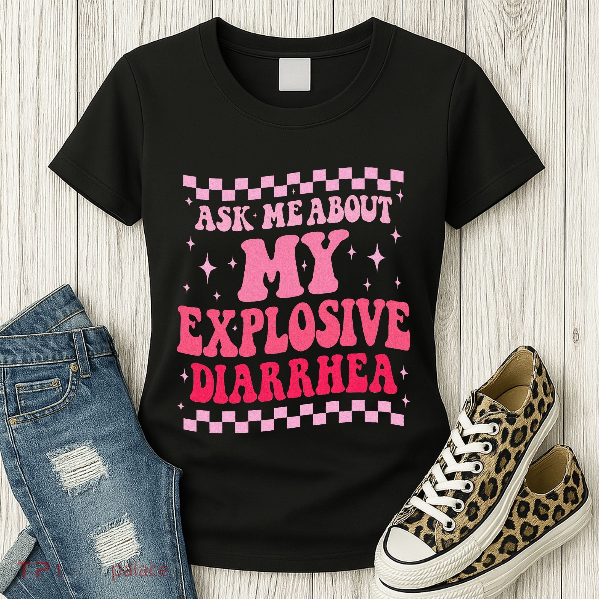 Ask Me About My Explosive Diarrhea Funny Poop Meme Groovy Women's T-Shirt