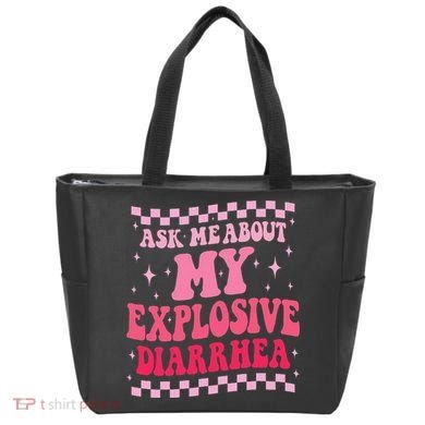 Ask Me About My Explosive Diarrhea Funny Poop Meme Groovy Tote Bag