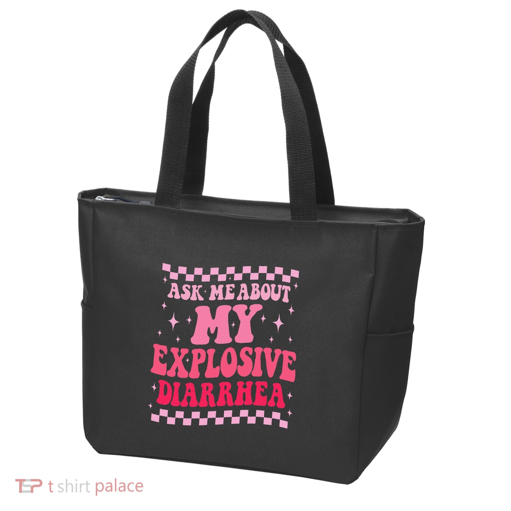 Ask Me About My Explosive Diarrhea Funny Poop Meme Groovy Tote Bag
