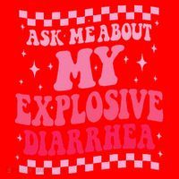Ask Me About My Explosive Diarrhea Funny Poop Meme Groovy Santa Hat thumb 1