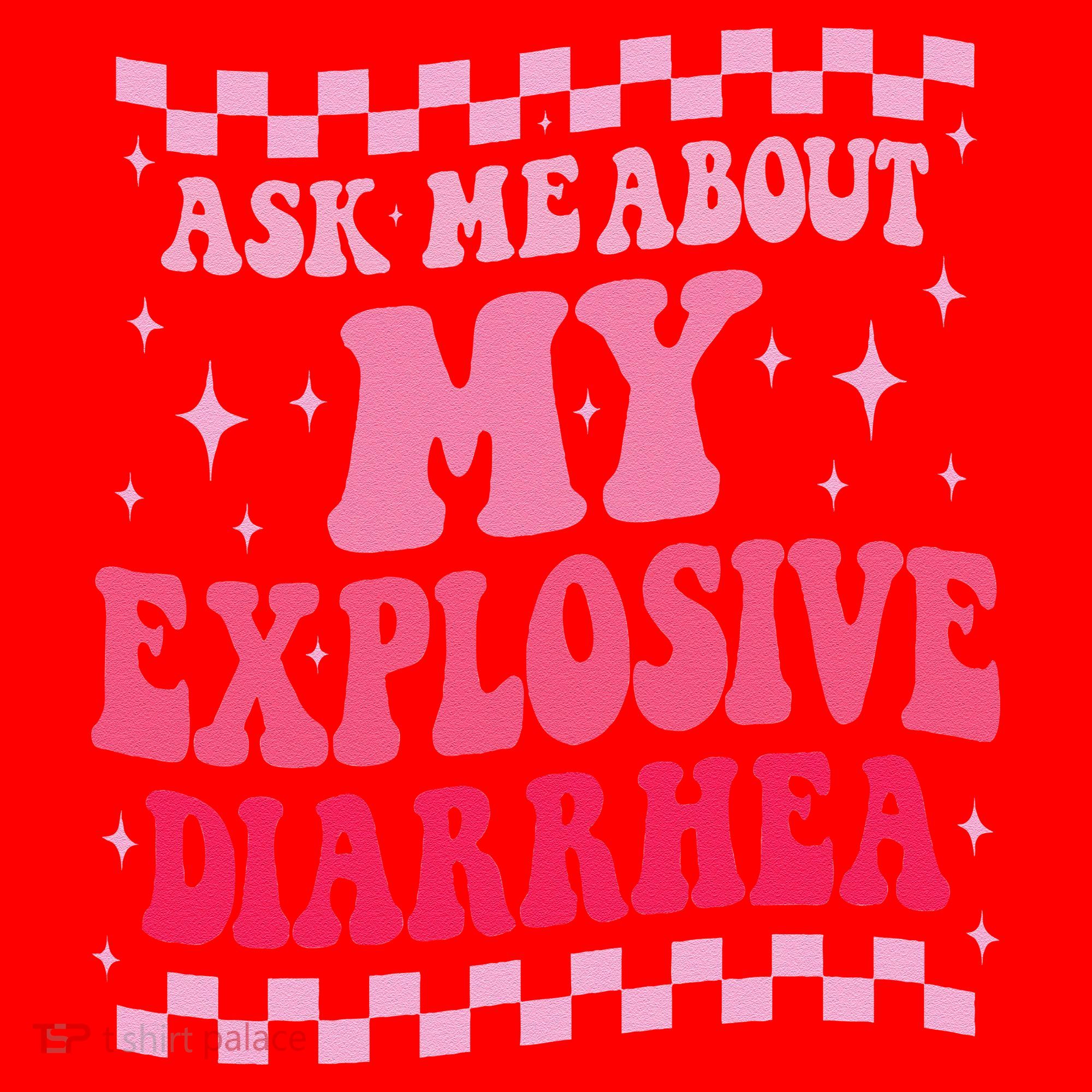 Ask Me About My Explosive Diarrhea Funny Poop Meme Groovy Santa Hat