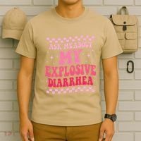 Ask Me About My Explosive Diarrhea Funny Poop Meme Groovy T-Shirt thumb 6