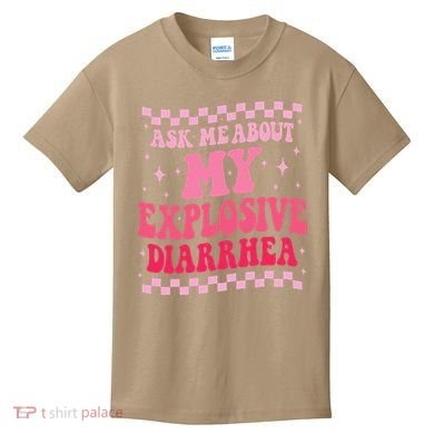 Ask Me About My Explosive Diarrhea Funny Poop Meme Groovy Kids T-Shirt